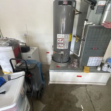 Water damage restoration work in progress